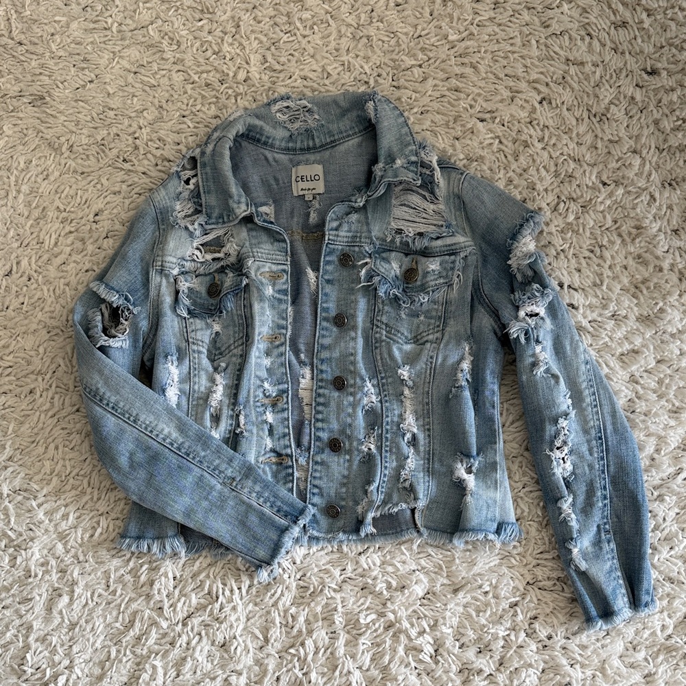Cello Ripped Light Blue Jean Jacket - Picture 2 of 4